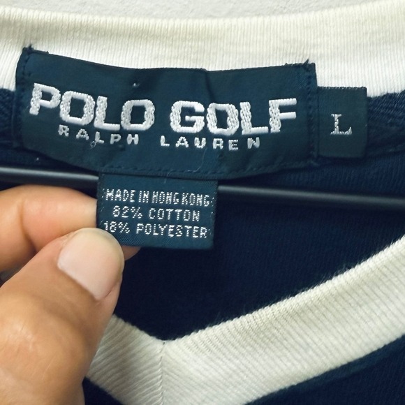 Polo Golf Ralph Lauren Vest Mens Large Navy Blue Golfing Logo Cotton Blend - Picture 3 of 7